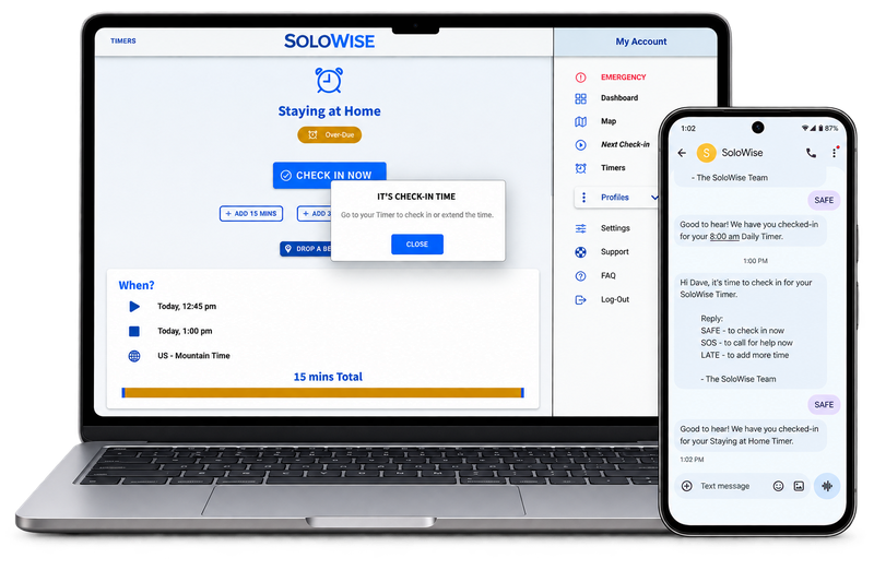SoloWise check-ins