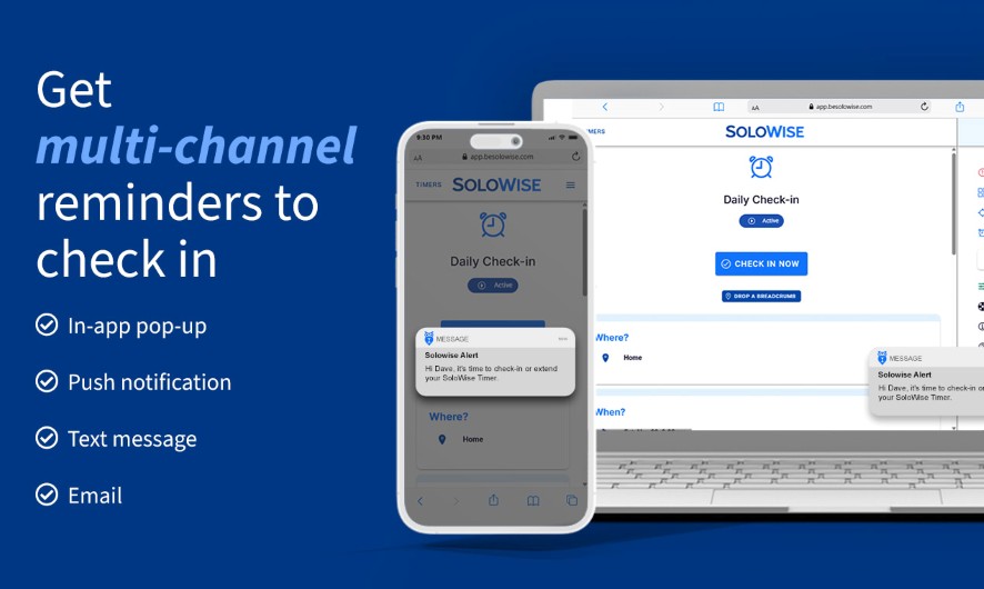 SoloWise personal safety check-in reminders