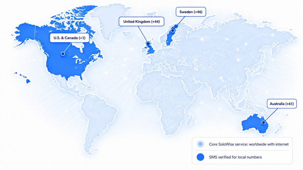 SoloWise service coverage world map