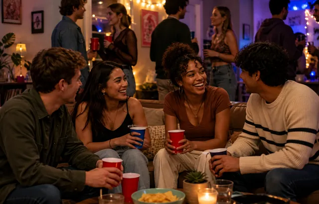 Young people at house party
