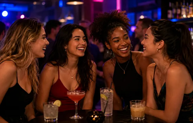 Group of young women in a nightclub
