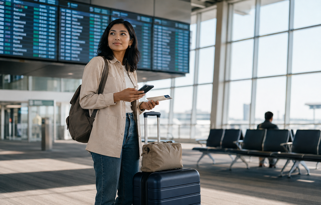Lone female in airport