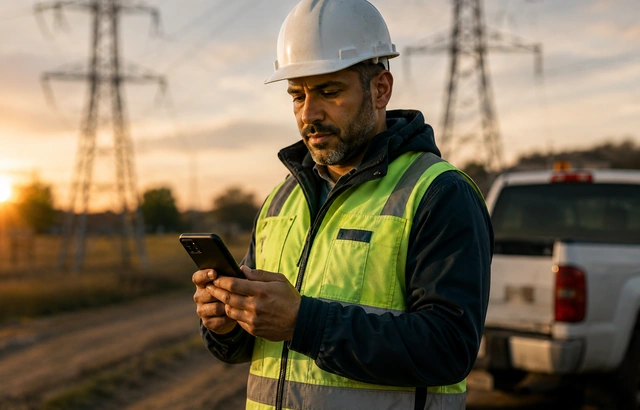 Lone male utility worker