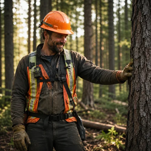 Lone forestry worker