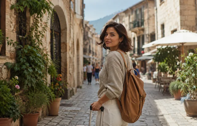 Woman traveling alone