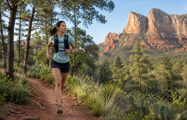 Lone female trail runner